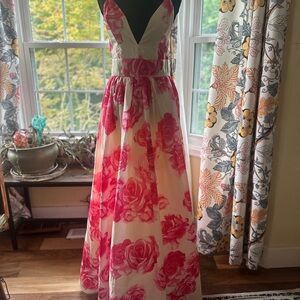 Elegant Pink Floral Maxi Dress